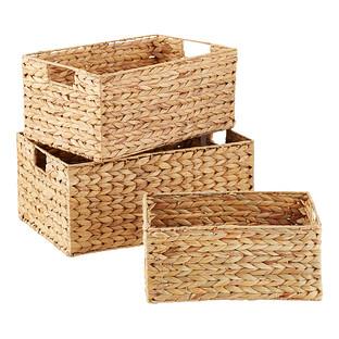 Natural Water Hyacinth Bins Set of 3