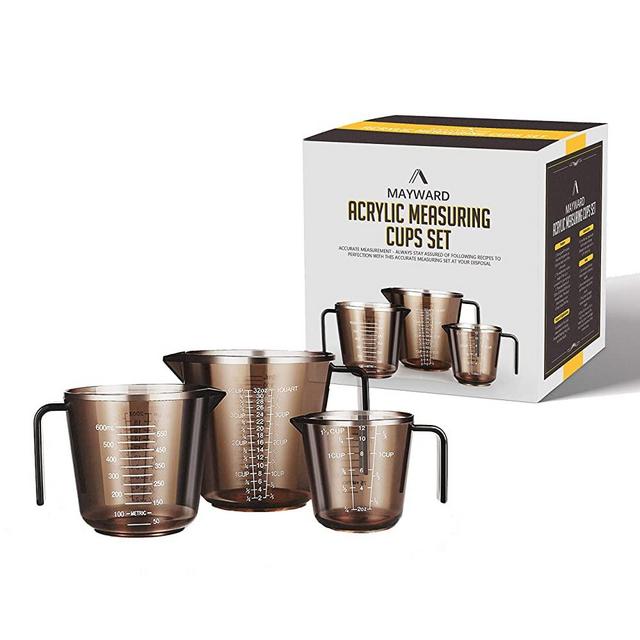 MAYWARD 3 Pcs Liquid Measuring Cups Set of BPA-free includes 1, 2 and 4 Cup with Ml and Oz