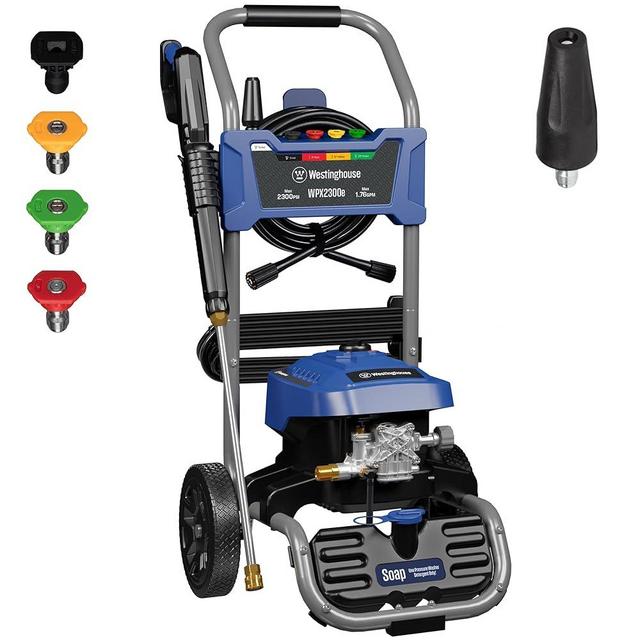 Westinghouse WPX2300e Electric Pressure Washer, 2300 Max PSI and 1.76 Max GPM, Induction Motor, Onboard Soap Tank, Spray Gun and Wand, 5 Nozzle Set, for Cars/Fences/Driveways/Homes/Patios/Furniture