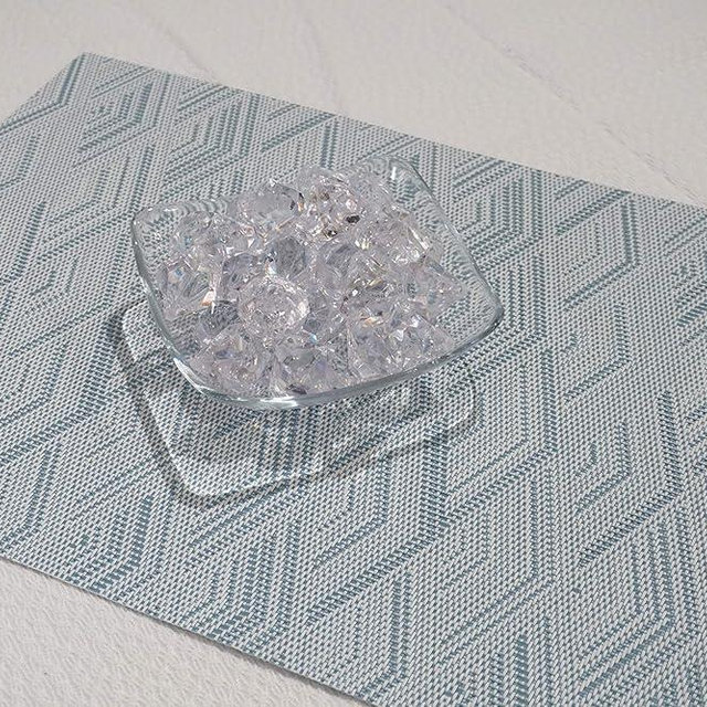 Dainty Home 6DIA1319BL Diamond Woven Textilene Waterproof, Heat & Stain Resistant Washable Placemat 13x19'' Set of 6, Blue