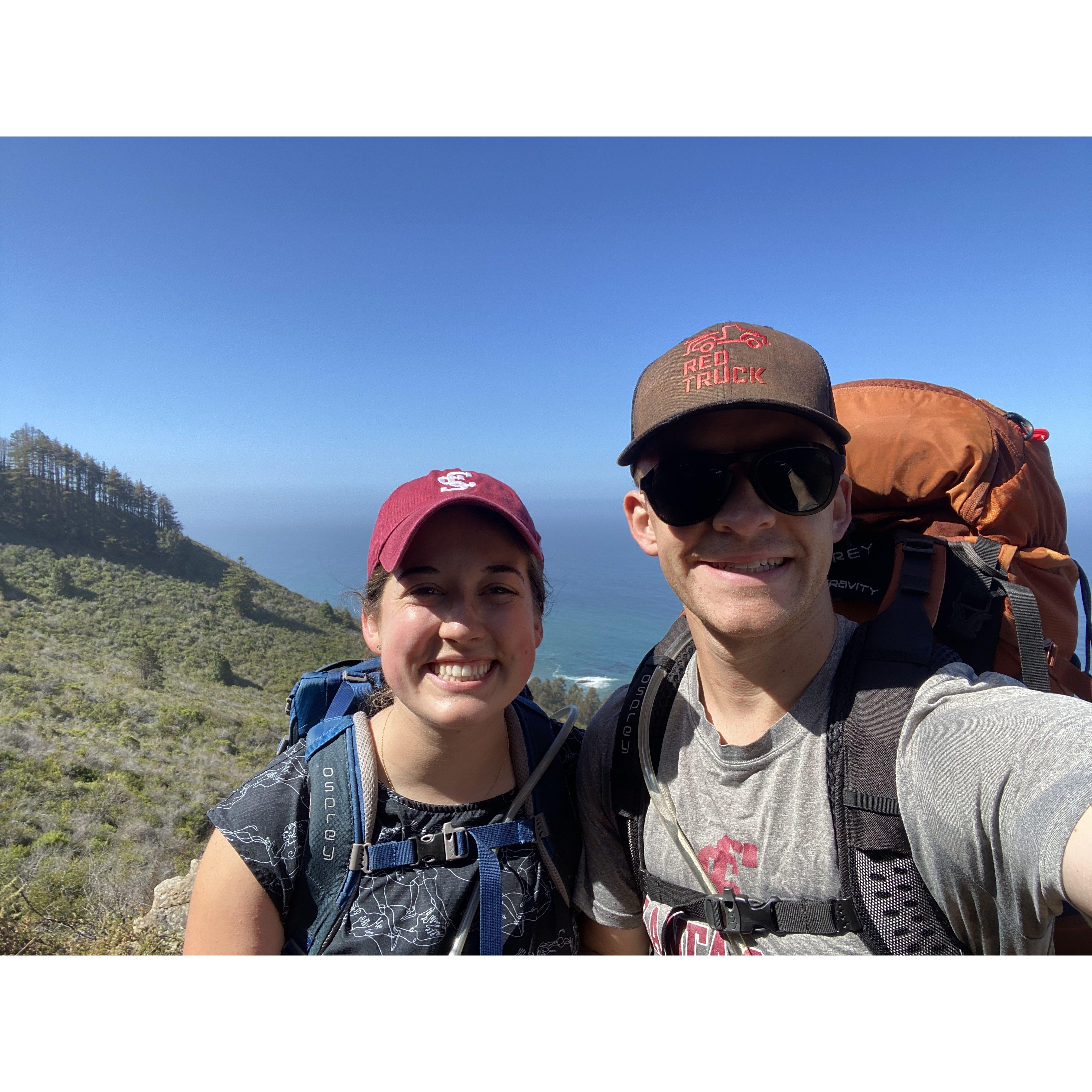 Backpacking in Big Sur after moving back to the Bay Area together. A weekend full good views and (narrowly avoided) poison oak.