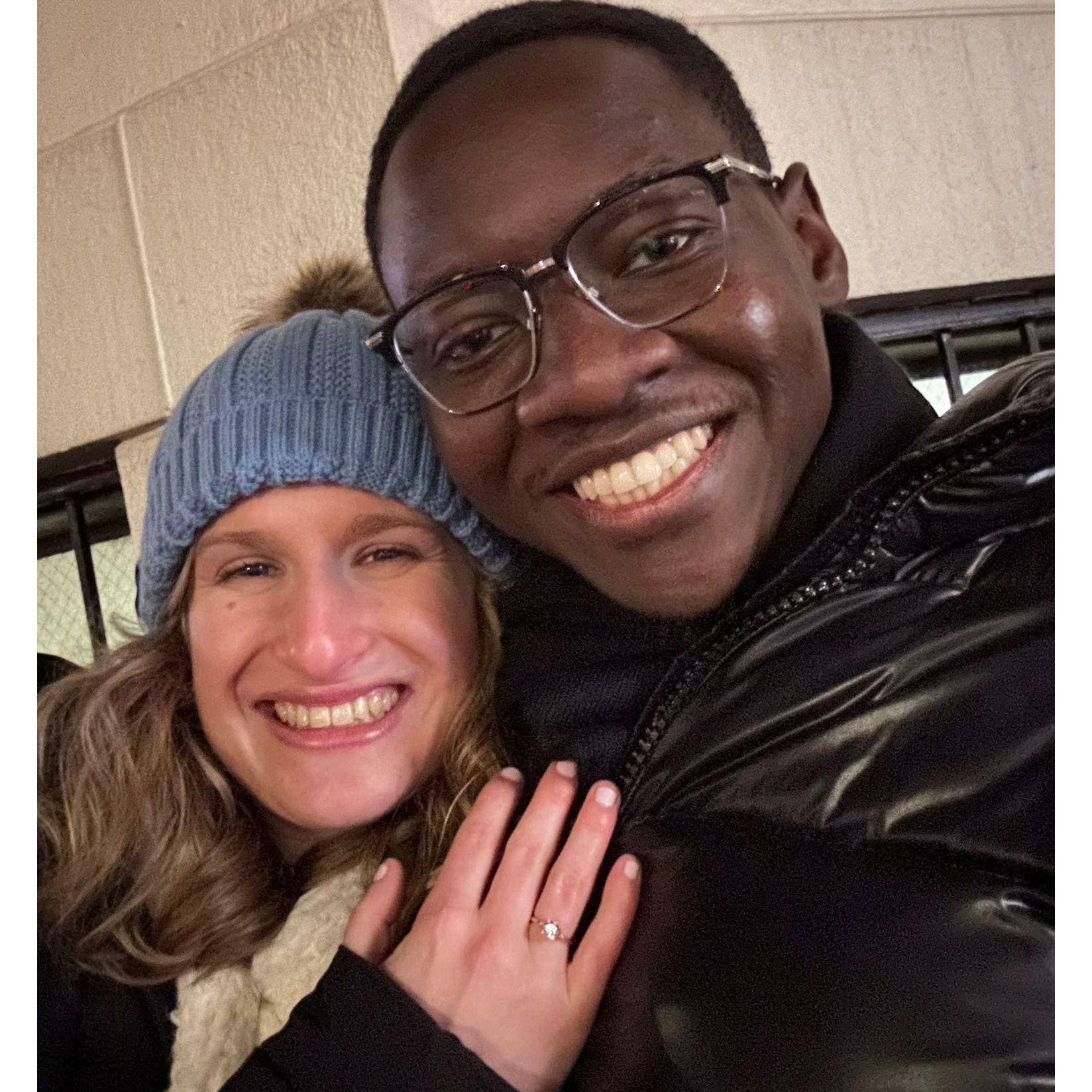 Back on the bench after getting engaged!