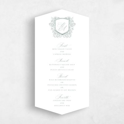 Green Diamond Wedding Menu - Bella