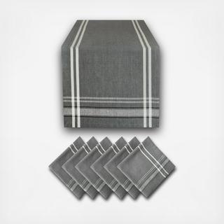 7-Piece French Stripe Chambray Table Linen Set