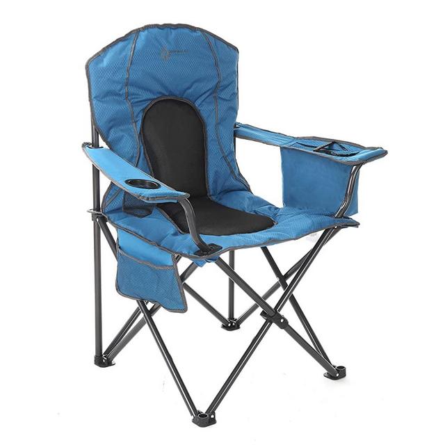 ARROWHEAD OUTDOOR Portable Folding Camping Quad Chair w 4-Can Cooler, Cup-Holder, Heavy-Duty Carrying Bag, Padded Armrests, Supports up to 330lbs, USA-Based Support