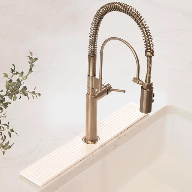 Drying Stone Faucet Mat for Kitchen Sink | Diatomite Sink Tray | Super Absorbent Quick Drying Stone Mat | Kitchen Tray for Counter | Faucet Splash Guard for Bathroom Counter (White, 23.6" x 3.9")