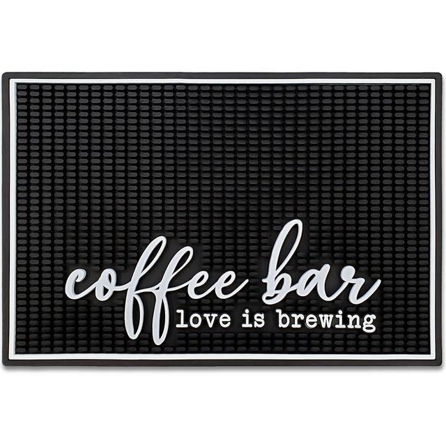 New Mungo Coffee Bar Mat - Coffee Bar Accessories for Coffee Station, Coffee Accessories, Coffee Bar Decor, Coffee Decor - Love is Brewing Coffee Maker Mat for Countertops - Rubber Mat - 18”x12”