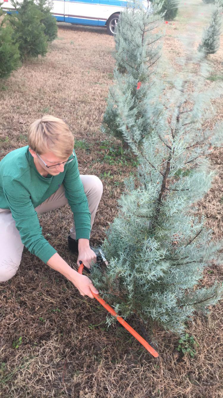 Chase cutting his and Jessica’s first Christmas tree together.
