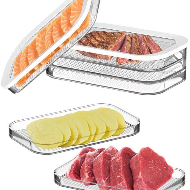 Deli Meat Container for Fridge,Lunch Meat Container for Refrigerator,Lunch Meat Cheese Container for Refrigerator,Stackable Food Storage Boxes With Lid Cold Cuts ,Salami,Bacon ,BPA Free,18.6oz 3 Pack