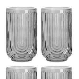 Apollo Set of 4 Smoke Grey Highball Glasses, 17oz