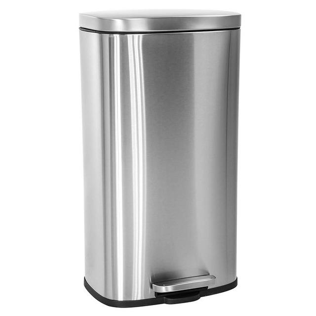 8 Gallon(30L) Trash Can, Fingerprint Proof Stainless Steel Kitchen Garbage Can with Removable Inner Bucket and Hinged Lids, Pedal Rubbish Bin for Home Office