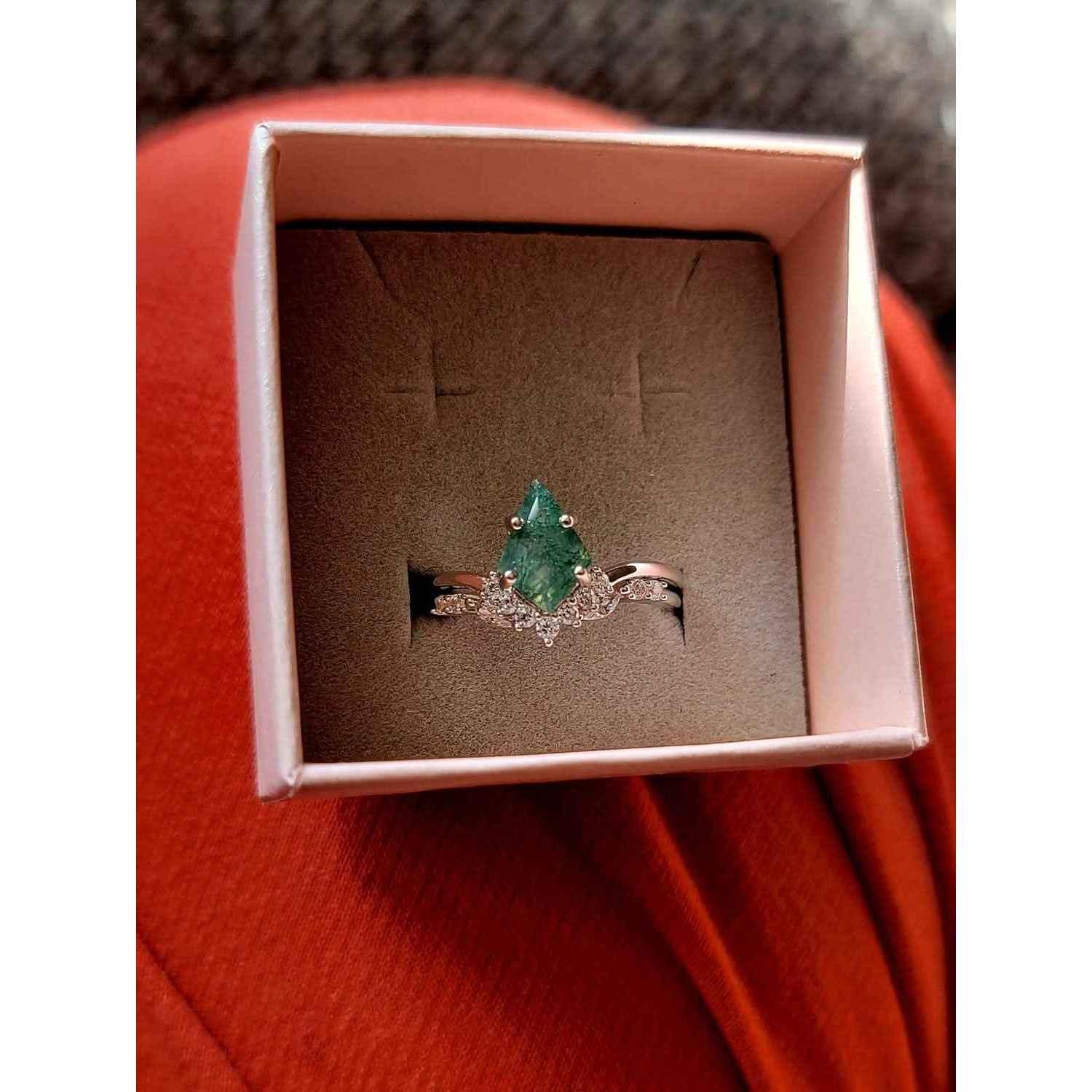 My beautiful moss agate ring that josh got for me.
