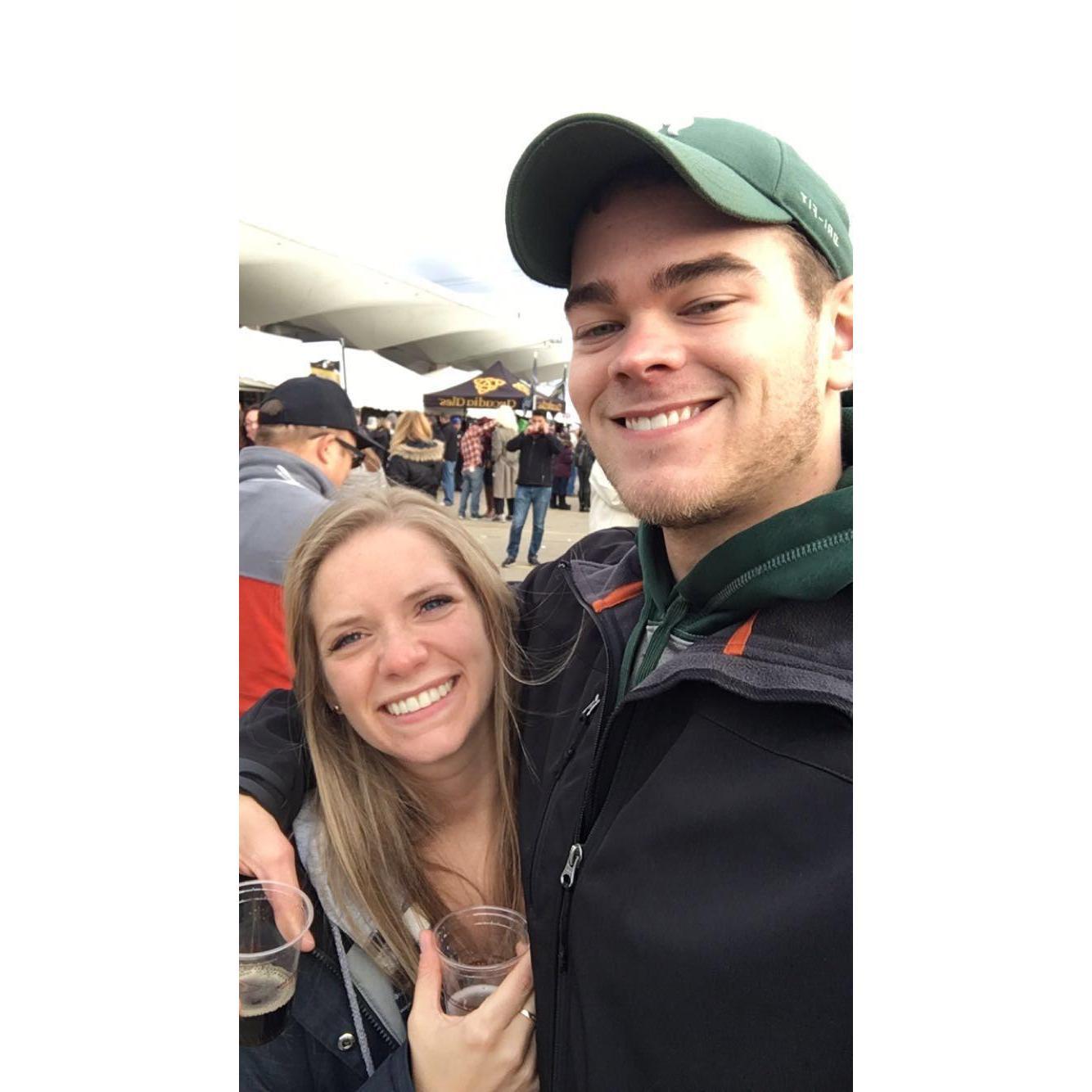 Enjoying a beer festival together. 2017