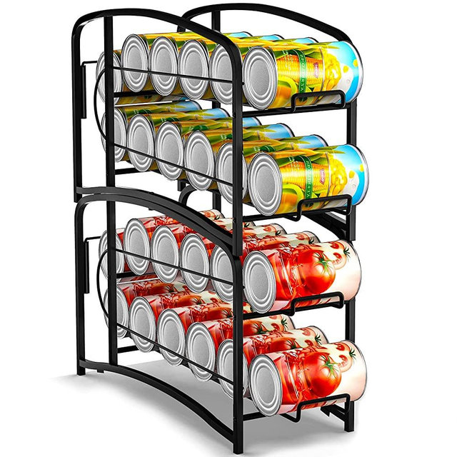 Auledio Stackable Beverage Can Dispenser Rack, Can Storage Organizer Holder for Canned food or Pantry Refrigerator,Black(2 Pack)