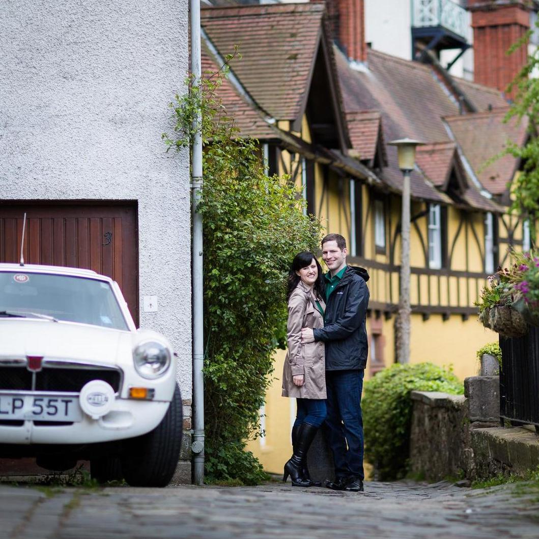 The Dean's Village in Edinburgh. Just posing with an awesome car.