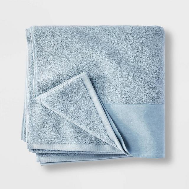 Linen Cuff Bath Towel Light Blue - Casaluna™
