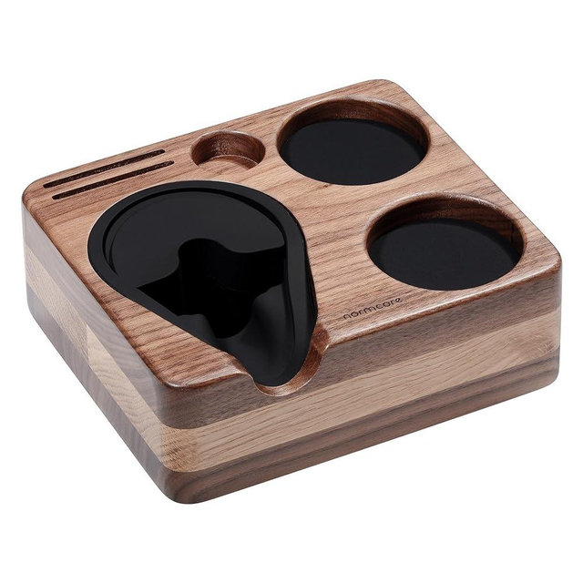 Normcore Compact Tamping Station - Espresso Tamper Station Base - Genuine American Walnut Tamper Holder - Wooden Coffee Portafilters Stand Base For 54 /58mm Espresso Machine Accessories