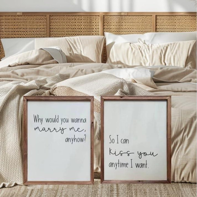 Why Would You Wanna Marry me for anyhow? So I can kiss You Anytime I Want Wood Sign Decor Rustic Home Decor Frame Bedroom Sign for Farmhouse Bedroom Decor Wall Decor Wedding Gift 16X20inch 2 Pack