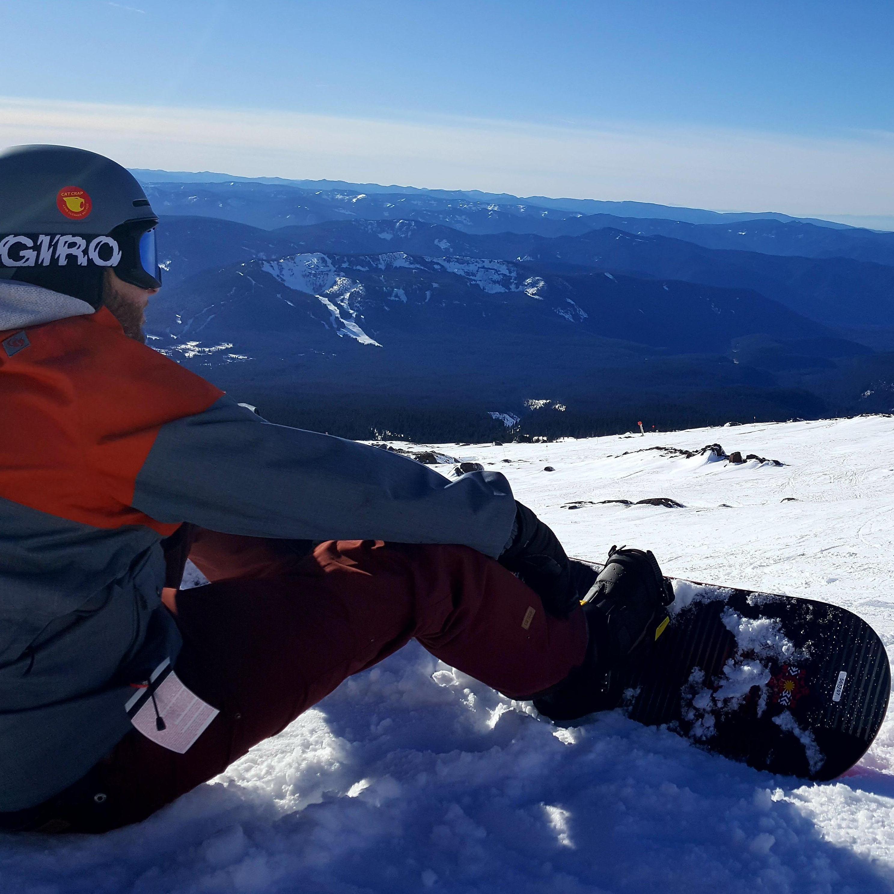 About to snowboard down a giant glacier in Oregon on New Year's Day 2018