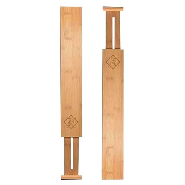 S & C Living, Large Set of 2 – BEST Bamboo drawer dividers (17.5-22 IN) - Adjustable & Expandable, separators – Ideal for organizing Kitchen, Bedroom, Bathroom, Baby Drawer, Dresser & Office. 