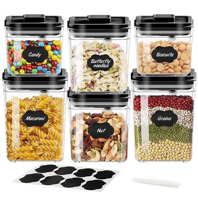 Samione Large Airtight Food Container Storage 6 Set 2.3L/1.7L/1L, Pop Container Bpa Free Cereal Food Organization [New Version] for Kitchen Pantry Sugar,Cereal,Flour,Snacks,Baking