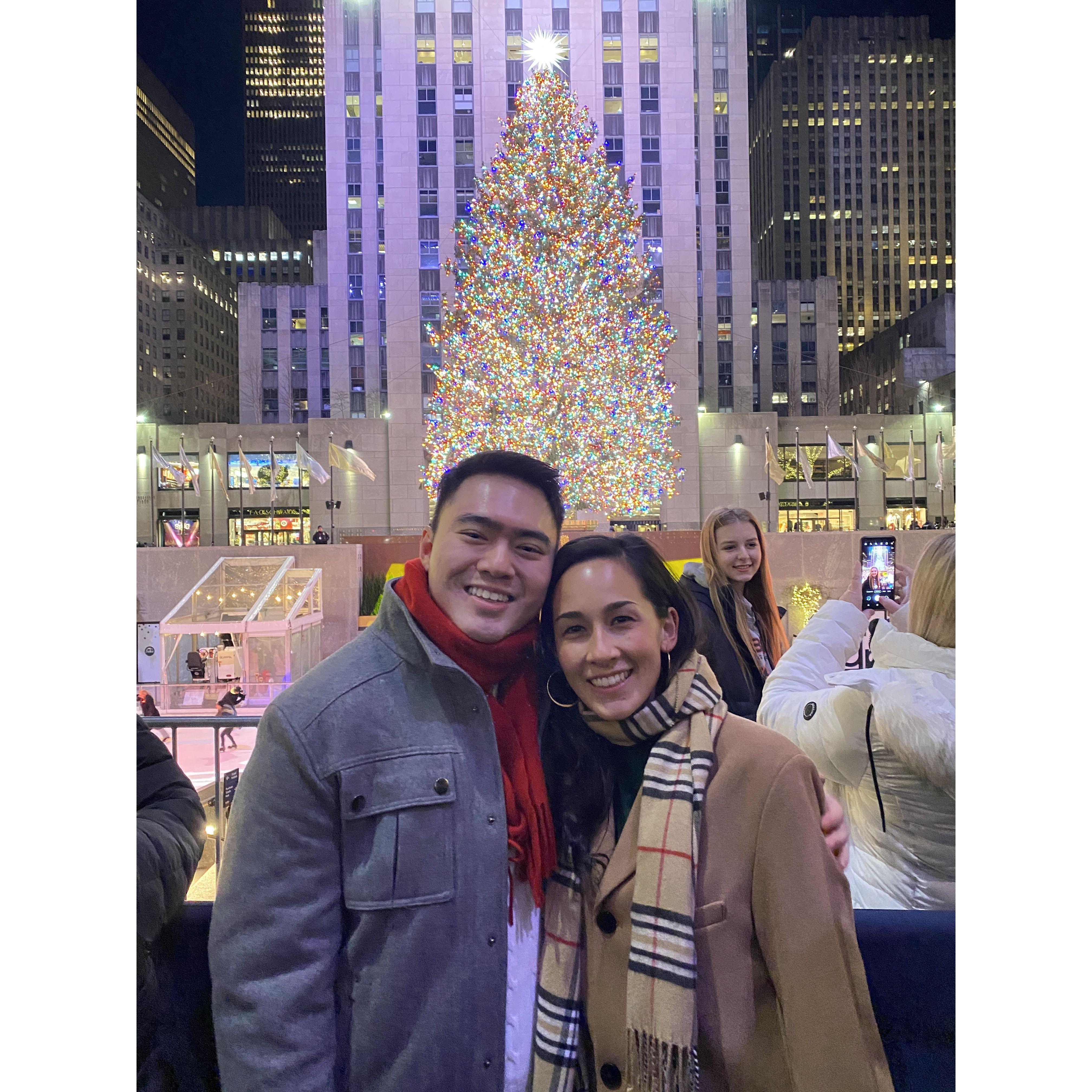 Our annual trip to NYC for Christmas, featuring Jacqueline rocking Thomas' coat (and scarf)