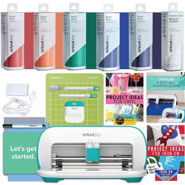 Cricut Joy Machine Rainbow Permanent Vinyl, Starter Tool Set & Transfer Tape Bundle - A Smart Compact Tool for Customized Crafts, Cards, Home Décor Projects and Decals (iOS Android Windows)
