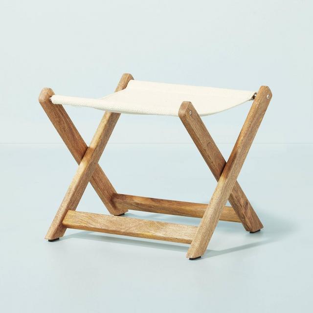 Foldable Canvas & Wood Garden Seat - Natural/Cream - Hearth & Hand™ with Magnolia