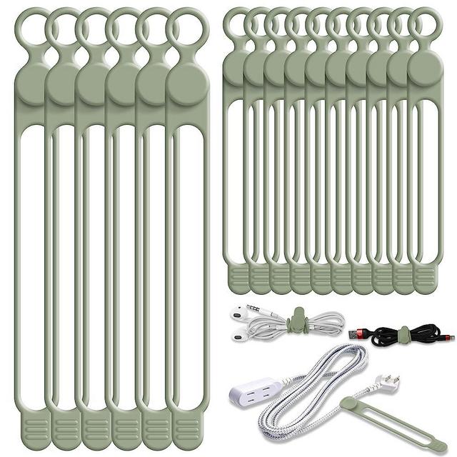 Nearockle Silicone Cable Ties Cord Organizer for Cable Management, 16PCS 4.5" and 7.1" Reusable Cable Organizer Electronic Accessories for Home, Office, Kitchen, School, Travel (Green)