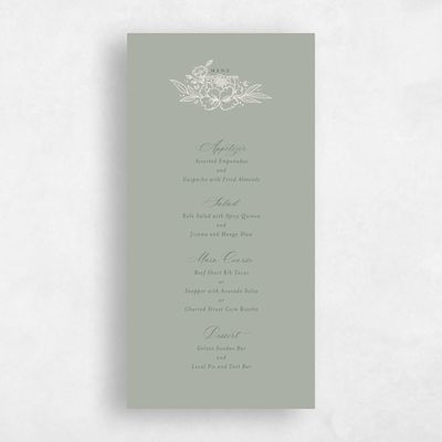 Pale Sage, Green Wedding Menu - Yolande