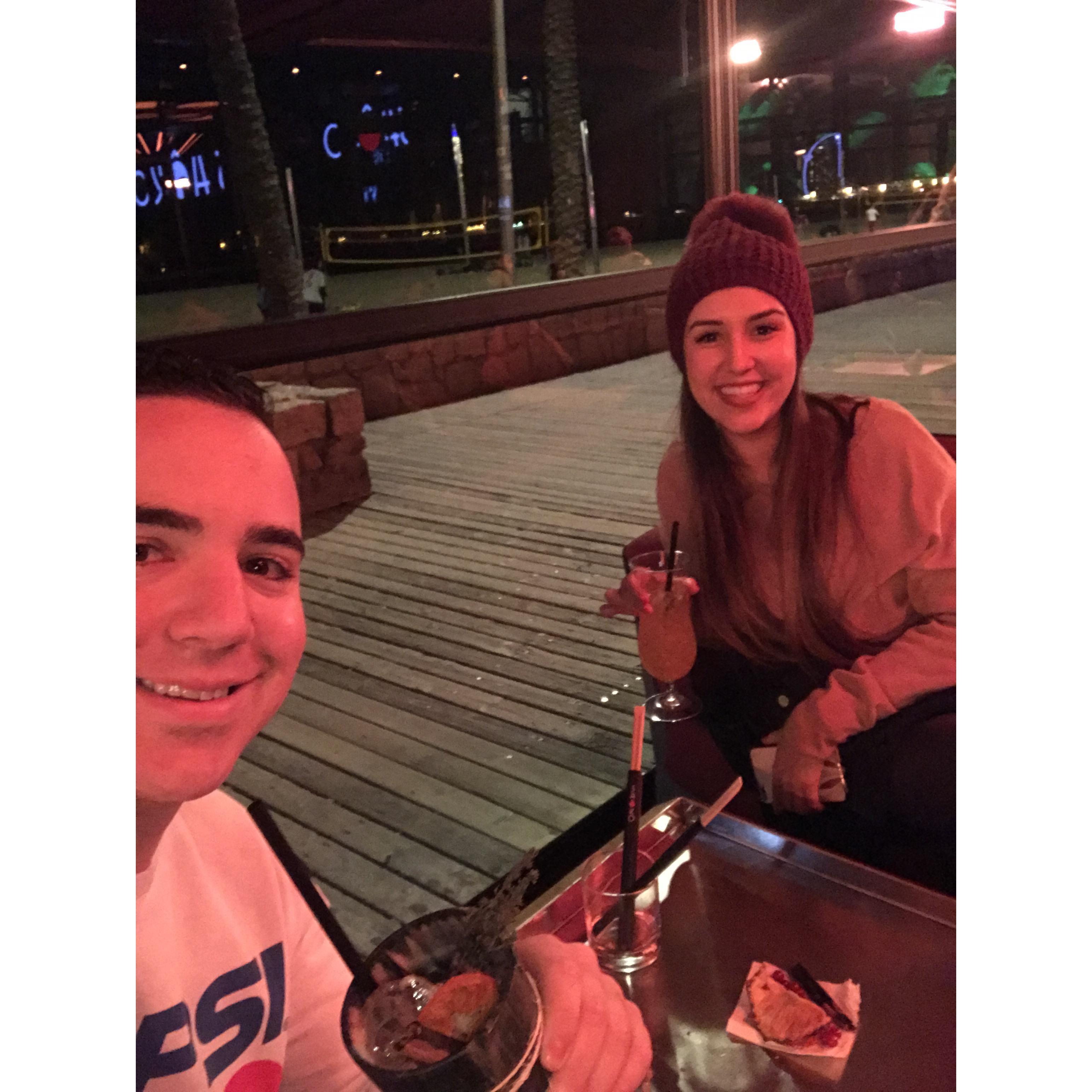 Beach in Barcelona (night before we got engaged)