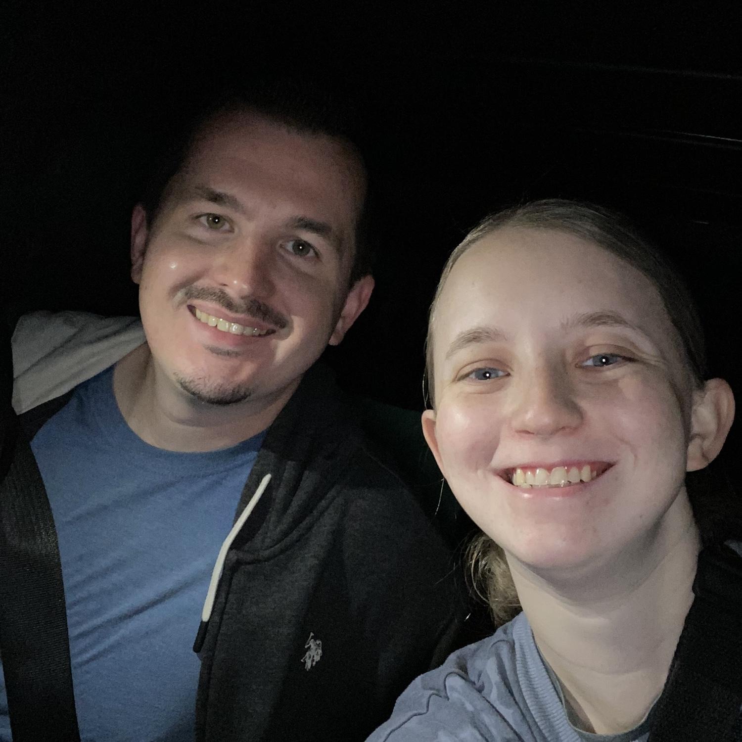Early morning drive to Portland to fly to Virginia Beach (Snowy’s first commercial flight)