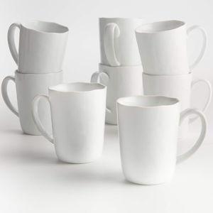 Mercer 14-oz. White Porcelain Mugs, Set of 8 (Shiny White) | Crate & Barrel