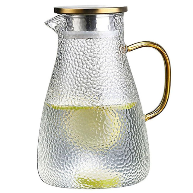 TYWSMY 2L/68oz Water Pitcher Glass Pitcher with Lid and Handle, Heat/Cold Resistant Borosilicate Glass Water Carafe for Coffee, Lemonade, Iced Tea,Beverage, Water Glass Jug