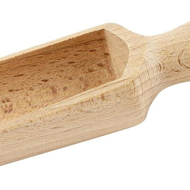 BICB Wooden Scoop (5.5 Inches) Natural Beech Wood Scoop for Flour, Bath Salt, Sugar, Cereal, Coffee and More - Multipurpose Wooden Spoon-Set of 2