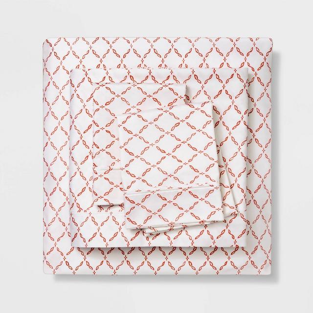 Queen 400 Thread Count Printed Performance Sheet Set Coral Lattice - Threshold™
