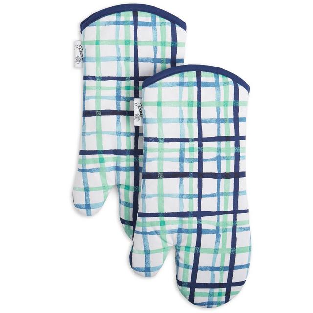 Fiesta Watercolor Plaid Oven Mitts, Set of 2