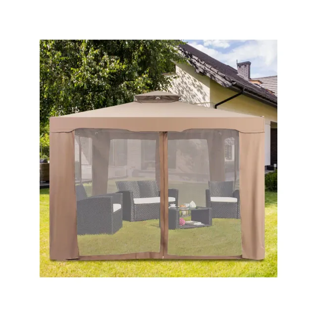 Costway 2-tier 10’x 10’ Canopy Gazebo Tent Outdoor Netting Picnic Party Sun Shade