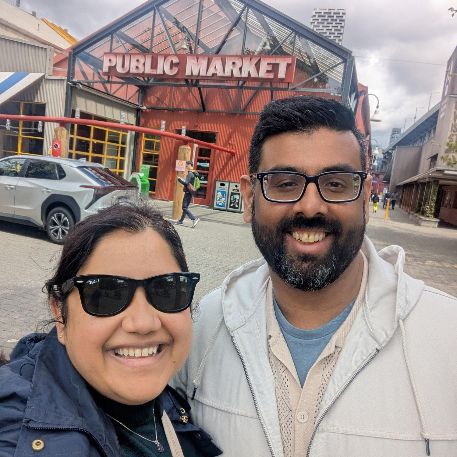 Ankita's first time at the Granville Island Public Market! It was a long walk to get there...