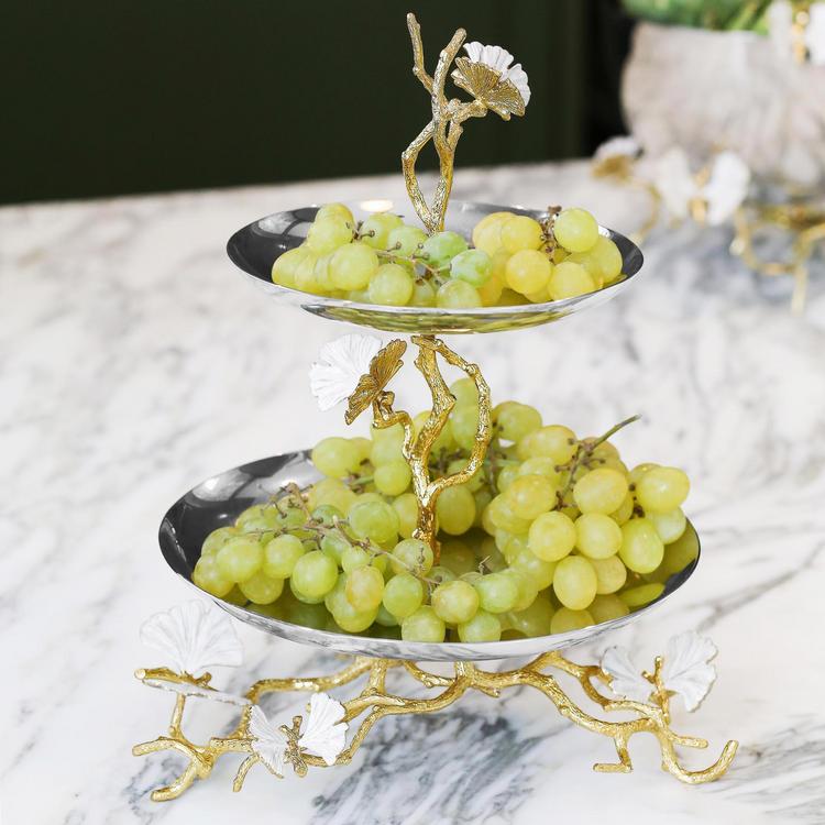 Michael Aram, Butterfly Ginkgo Gold 2-Tier Etagere | Zola
