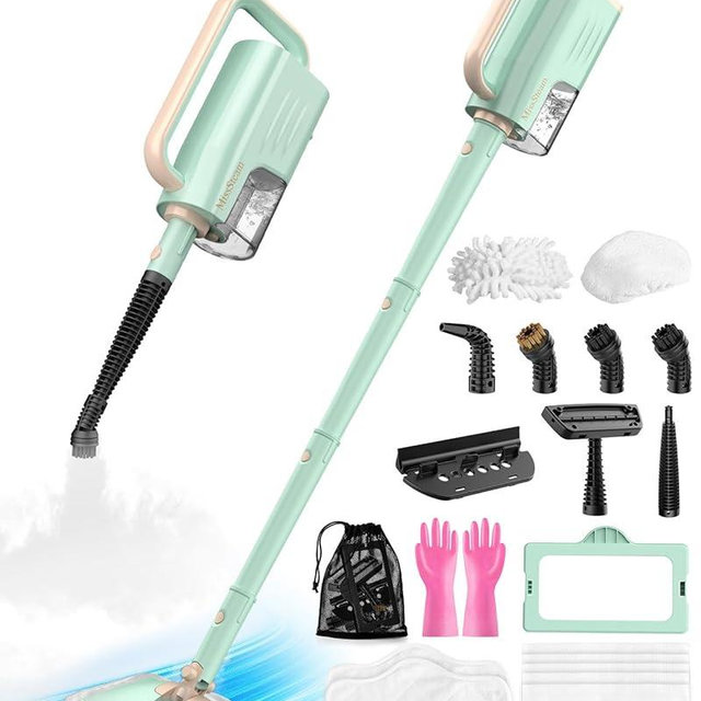 Steam Mop Cleaner Safe High-temp for Deep Cleaning, Lightest Detachable Floor Steamer with 2 Steam Mode 3 Adjustable Level Heavy Duty Powerful Handheld Steam Cleaner for Hardwood & Laminate Tile Grout