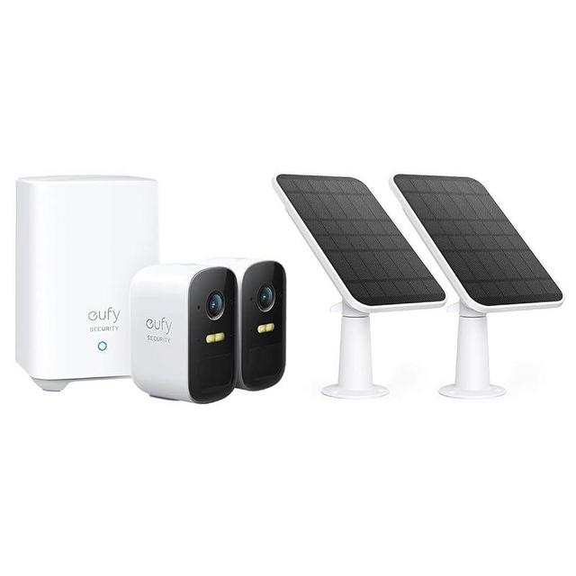 eufy Security, eufyCam 2C 2-Cam Kit & Certified eufyCam Solar Panel 2 Pack Bundle, t, Security Camera Outdoor, 1080p HD, IP67, Night Vision, No Monthly Fee