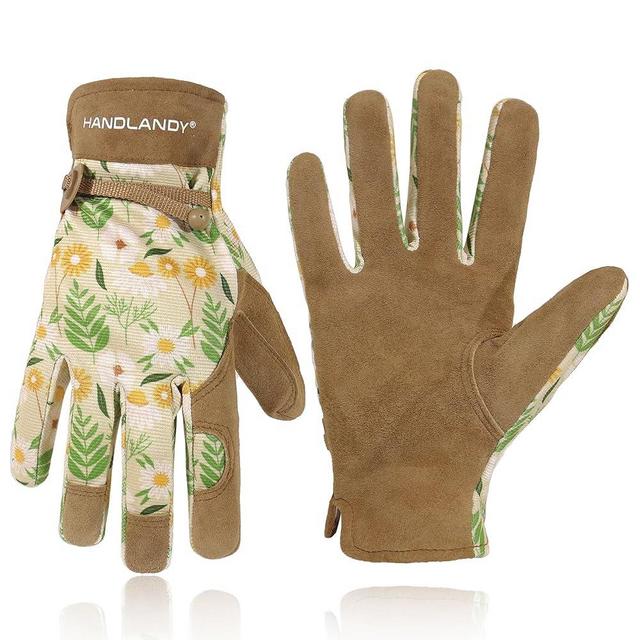 HLDD HANDLANDY Work Gloves for Women and Ladies, Leather Gardening Gloves Flexible Mechanic Working Gloves