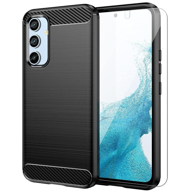for Samsung Galaxy A54 5G case, Galaxy A54 Phone case with HD Screen Protector, Fashion Shock-Absorption Flexible TPU Bumper Soft Rubber Protective Phone Case Cove for Samsung Galaxy A54 5G, Black