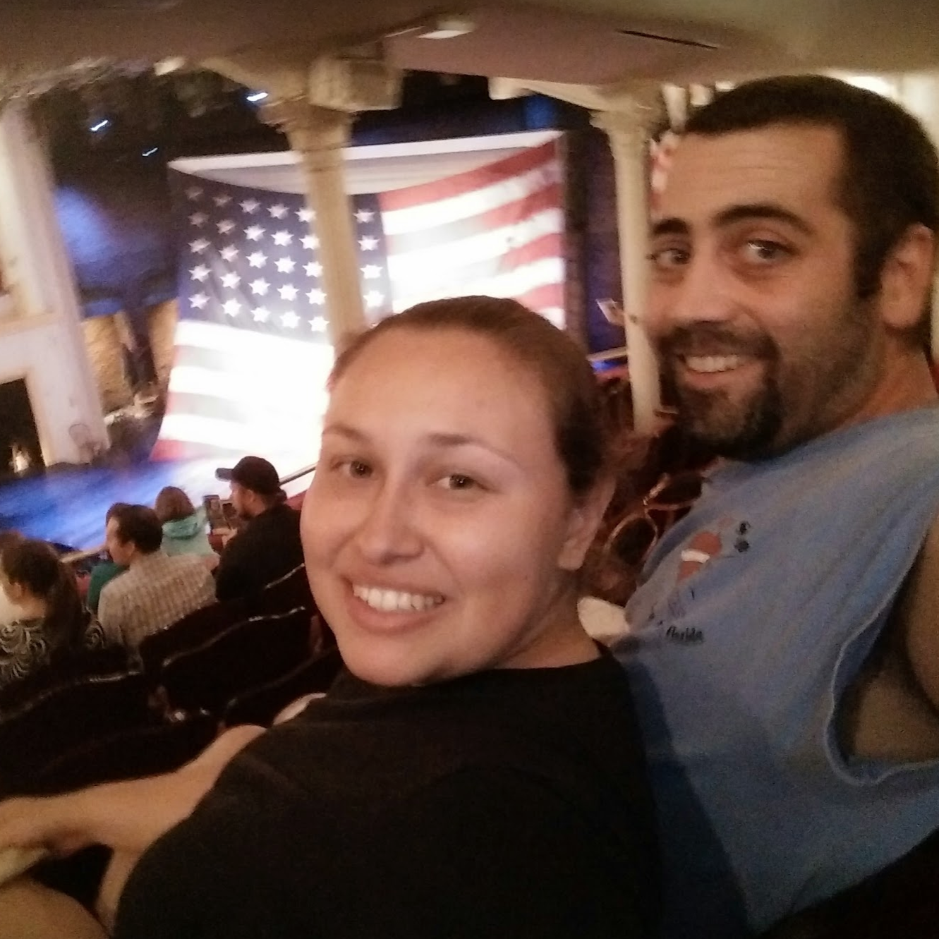 Watching a play at the same theater where President Lincoln was assassinated