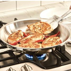 D5 Stainless Polished 5-ply Bonded Cookware; Fry Pan; 12 inch