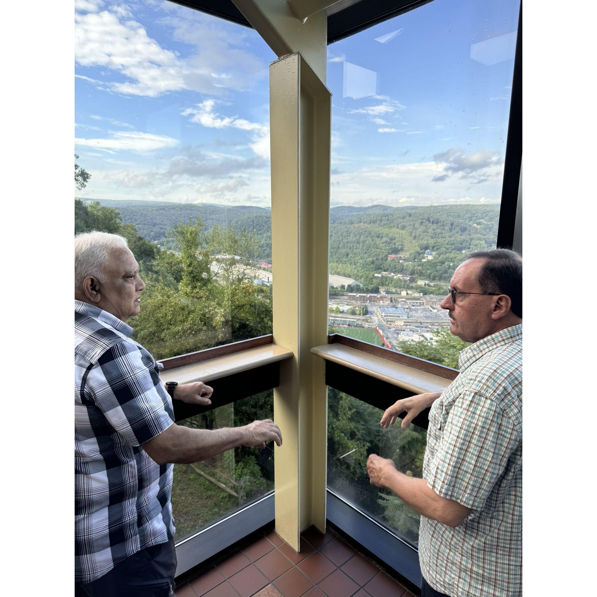 Our dads in deep discussion about the Johnstown Flood and the history of the Inclined Plane (some say they're still talking to this very day)
