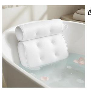 Luxury Bath Pillow for Tub – Soft 3D Mesh Spa Cushion with 6 Strong Non-Slip Suction Cups – Ergonomic Neck, Shoulder & Back Support – Quick Dry, Fits All Bathtubs