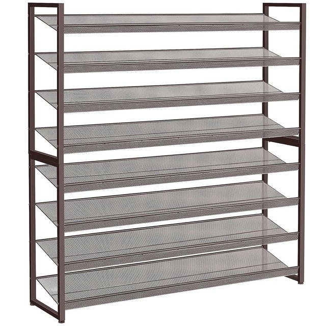 Nunsino 8 Tier Shoe Rack Organizer,Max Holds 50 Pairs,Metal Shoe Storage Shelf,4-Tier Stackable Shoes Organizer for Garage, Entryway,Bronze
