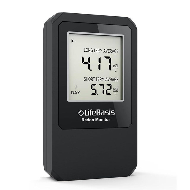 Life Basis Home Radon Detector, Portable Radon Tester for Home with Long and Short Term Radon Monitoring 0-500 pCi/L Range Battery Operated (Including Battery)